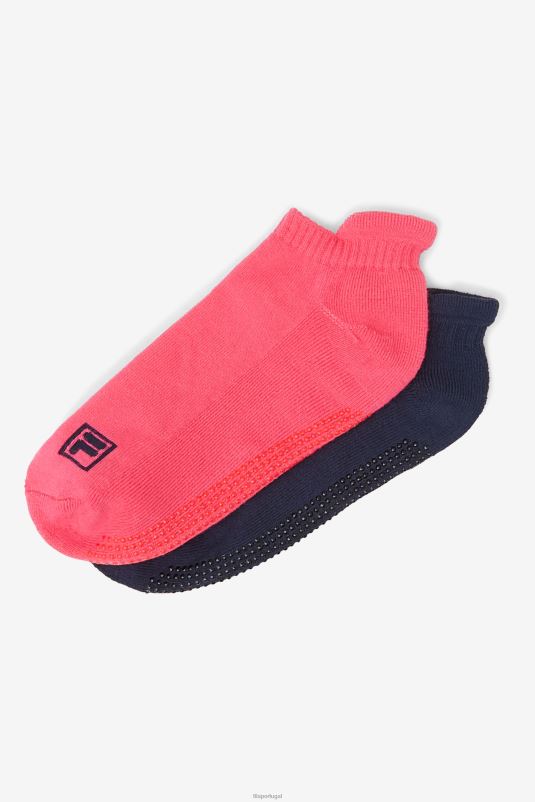 PPH0J1086 rosa chiclete FILA Bubblegum rosa feminino no show grip sock 2-pack fila