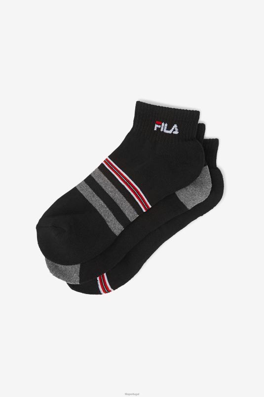 PPH0J1092 preto FILA pacote com 3 meias listradas masculinas pretas fila