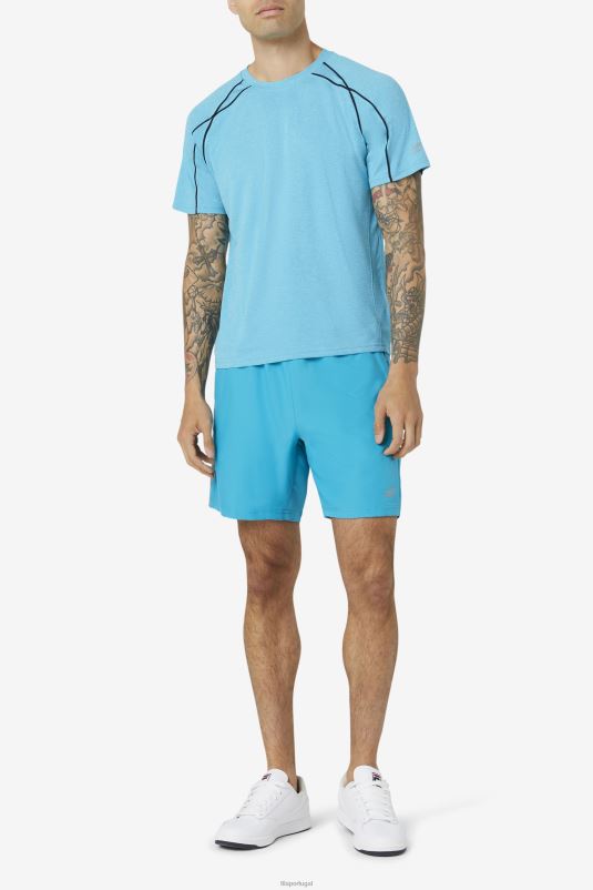 PPH0J1111 urze do mar do Caribe/preto FILA fila pickleball manga curta tripulação caribenho mar urze/preto