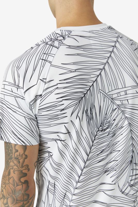 PPH0J1112 impressão palmar branca/branco FILA pickleball manga curta fila branco estampa palma/branco