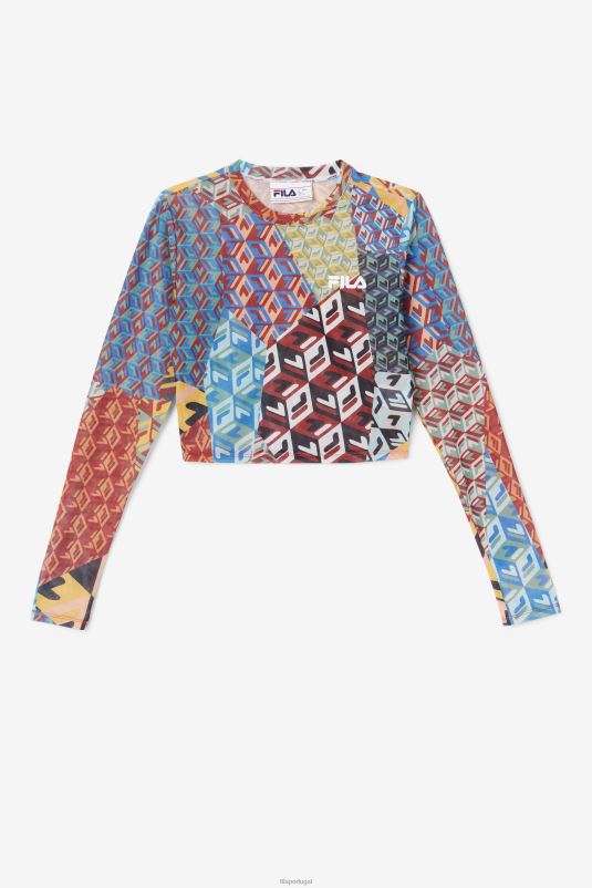 PPH0J1379 oceano/amarelo/branco FILA blusa manga longa birdy oceano/amarelo/branco fila