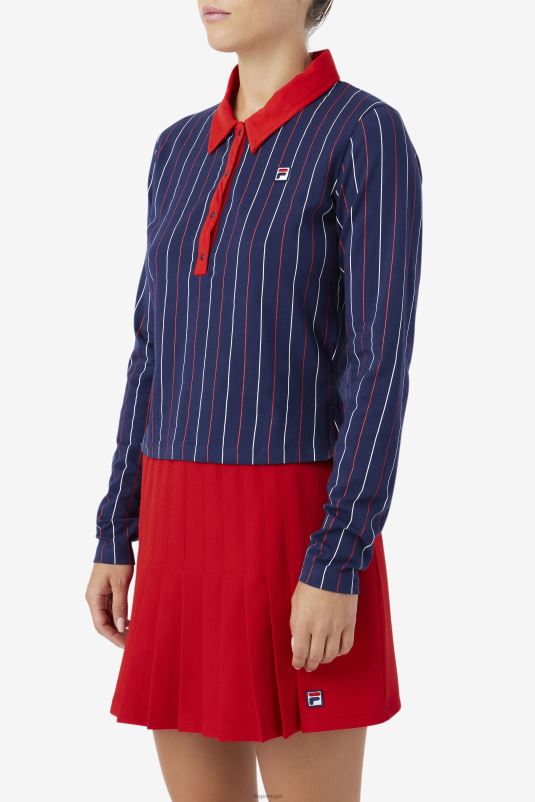 PPH0J1385 marinho/vermelho/branco FILA jada polo manga longa fila azul marinho/vermelho/branco