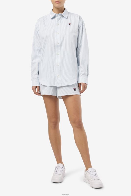 PPH0J1397 Branco azulado FILA vestido ariella camisa azul/branca fila