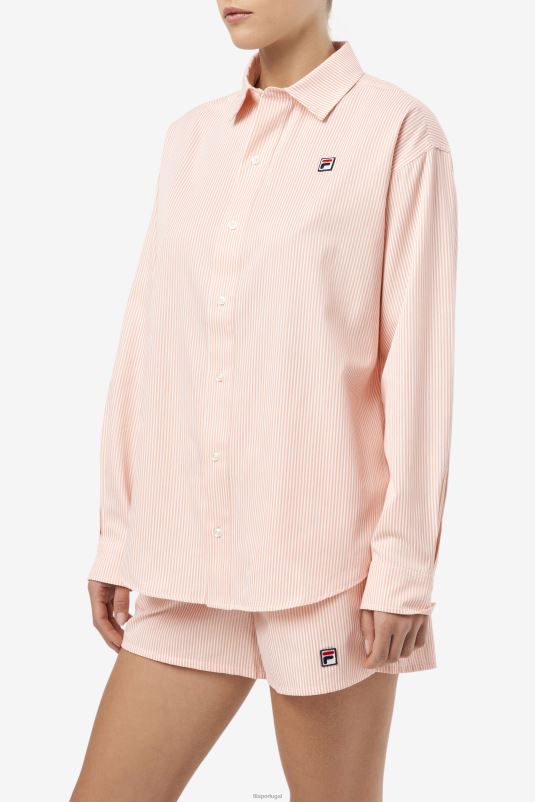 PPH0J1398 amêndoa coral/branco FILA camisa social ariella coral amêndoa/branca fila