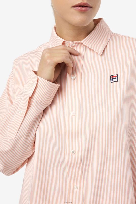PPH0J1398 amêndoa coral/branco FILA camisa social ariella coral amêndoa/branca fila