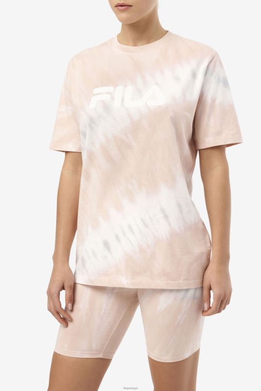 PPH0J1404 gardênia/bloco branco/belga FILA gardênia/branco/bloco belga alivia camiseta tie dye fila