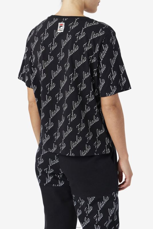PPH0J1459 preto/gardênia FILA fila elizabeth camiseta preta/gardênia