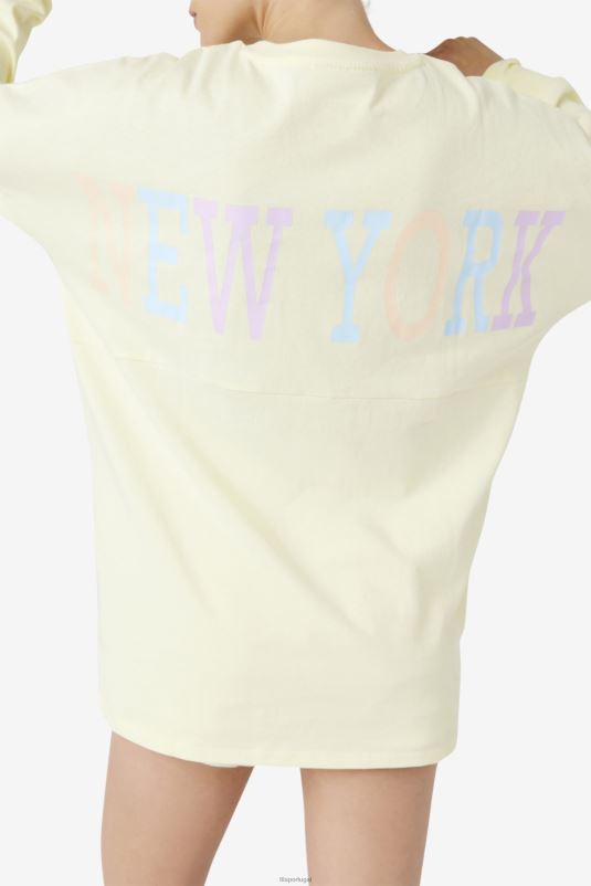 PPH0J1467 amarelo macio FILA camiseta fila janet amarela macia de manga comprida oversized