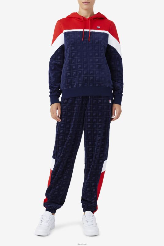 PPH0J1488 marinho/vermelho/branco FILA moletom com capuz de veludo lorri marinho/vermelho/branco fila