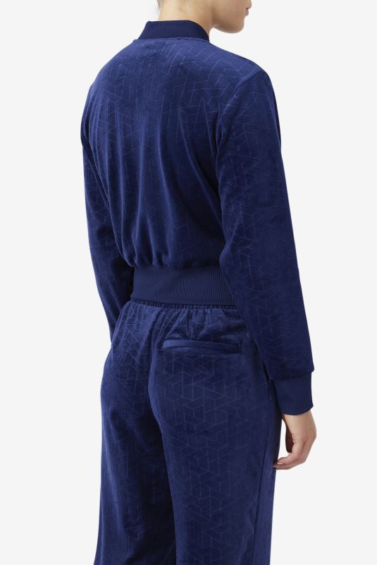 PPH0J1505 marinha FILA zenaida jaqueta de veludo azul marinho fila