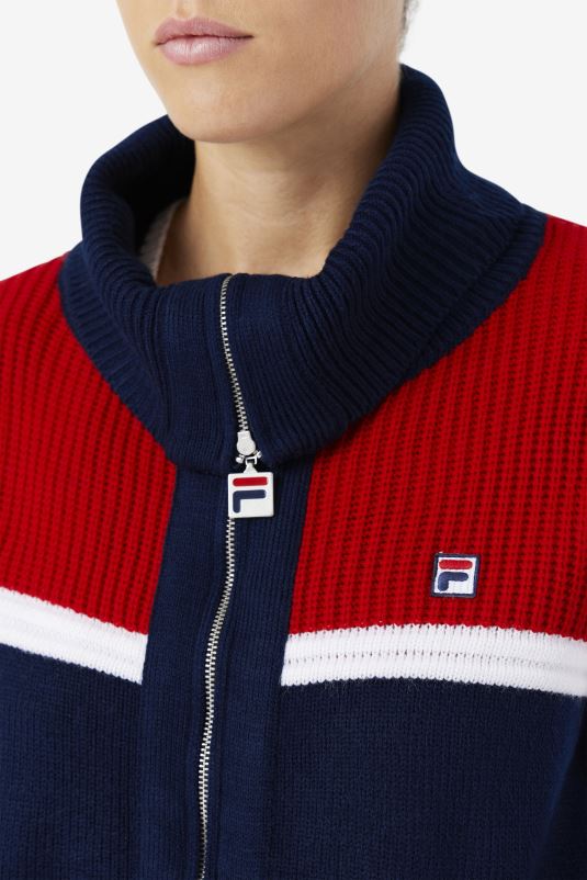 PPH0J1521 marinho/vermelho/branco FILA cardigan fila jill azul marinho/vermelho/branco