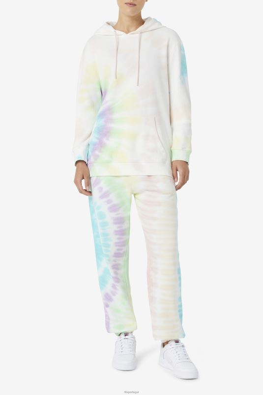PPH0J1528 tie-dye creme duplo FILA fila double cream tie dye aerolynn tie dye moletom com capuz