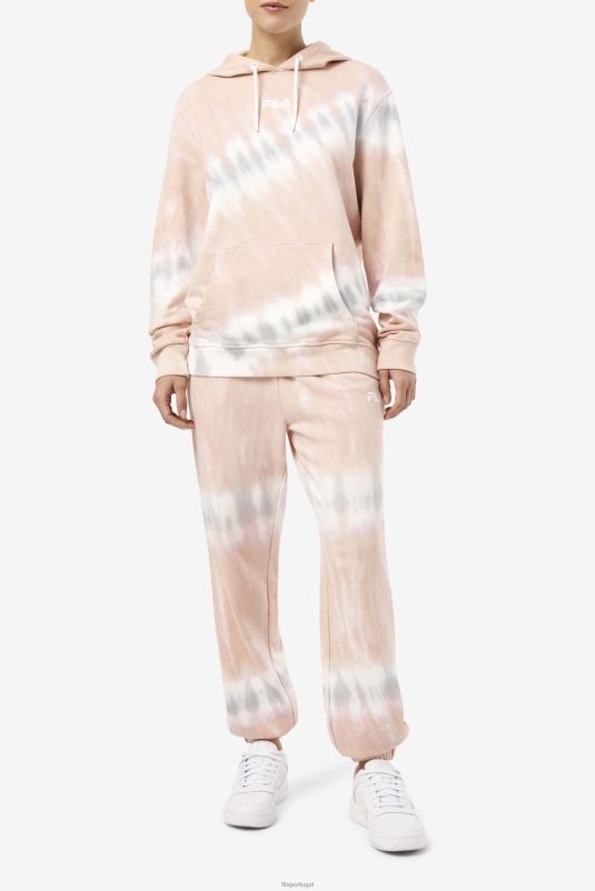 PPH0J1531 gardênia/bloco branco/belga FILA fila aerolynn tie dye moletom com capuz gardênia/branco/bloco belga