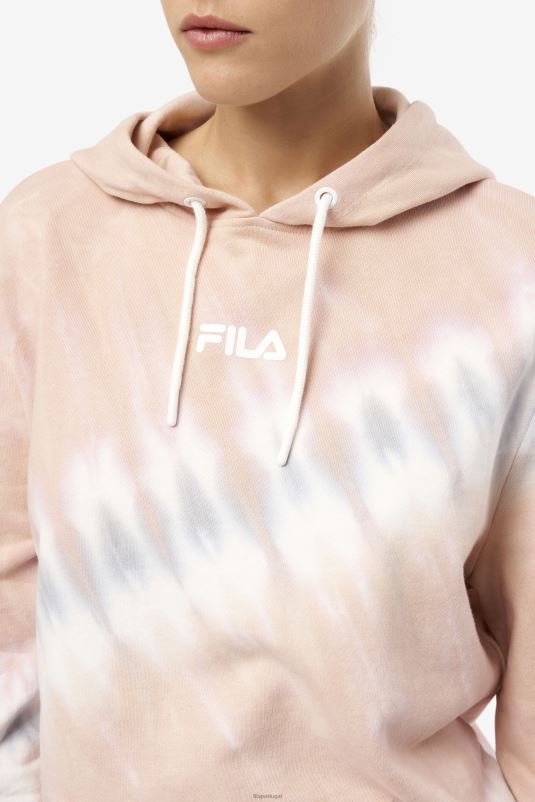 PPH0J1531 gardênia/bloco branco/belga FILA fila aerolynn tie dye moletom com capuz gardênia/branco/bloco belga