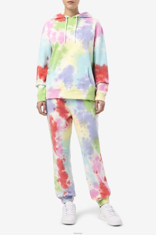 PPH0J1532 verde/branco/pervinca/vermelho FILA aerolynn tie dye moletom com capuz fila verde/branco/pervinca/vermelho