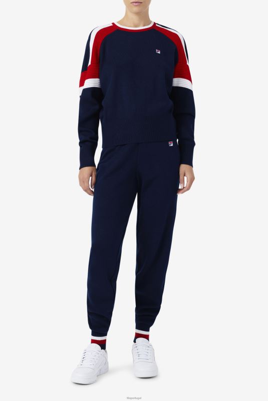 PPH0J1562 marinho/vermelho/branco FILA calça de malha frankie fila azul marinho/vermelho/branco