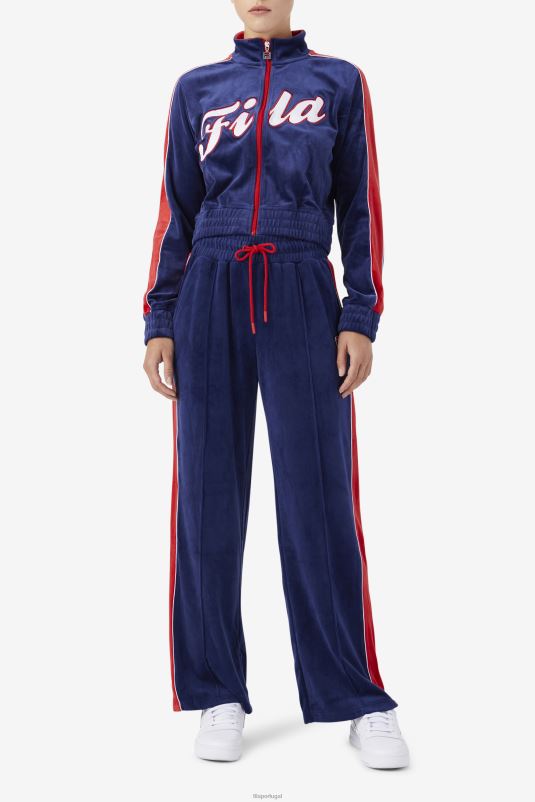 PPH0J1581 marinho/branco/vermelho FILA calça fila valery veludo marinho/branco/vermelho