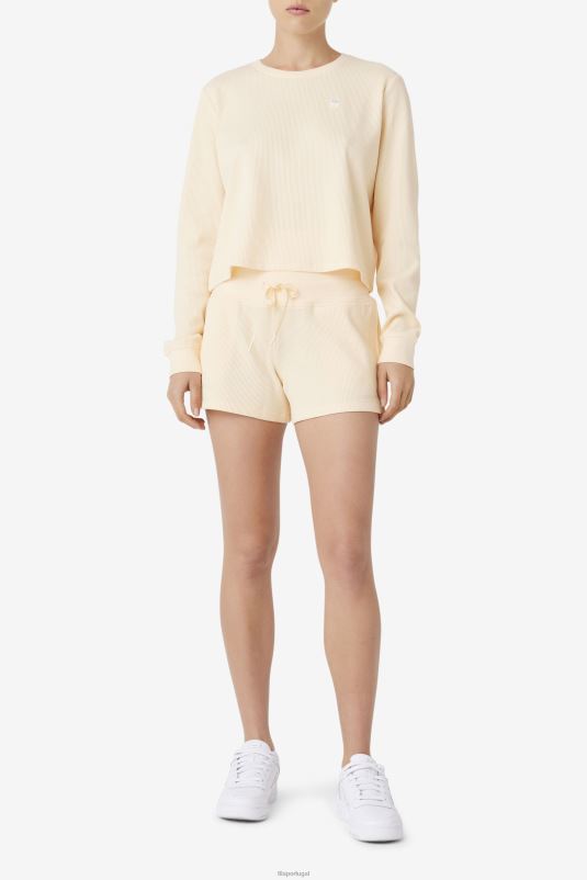 PPH0J1633 pêssego tenro FILA fila lina cintura dupla short tenro pêssego