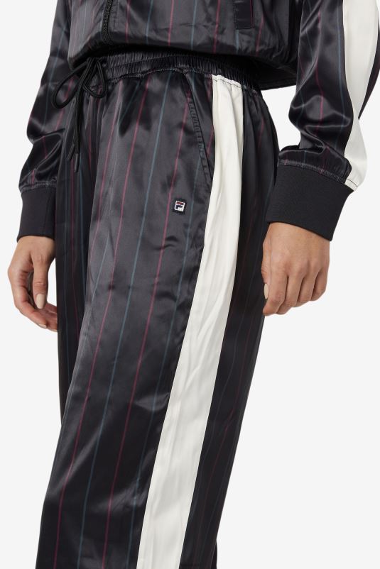 PPH0J1665 preto/tofu FILA calça cropped de cetim fila aviana preta/tofu