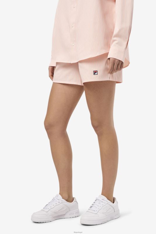 PPH0J1694 amêndoa coral/branco FILA ariella short fila coral amêndoa/branco