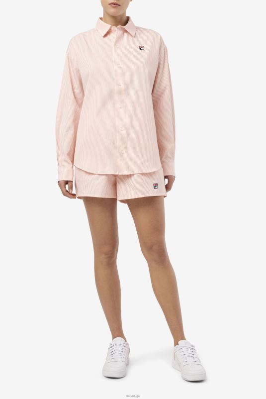 PPH0J1694 amêndoa coral/branco FILA ariella short fila coral amêndoa/branco