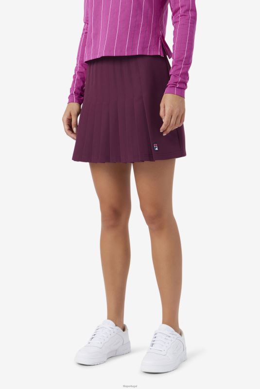 PPH0J1749 vinho de uva FILA saia plissada fila amy vinho uva