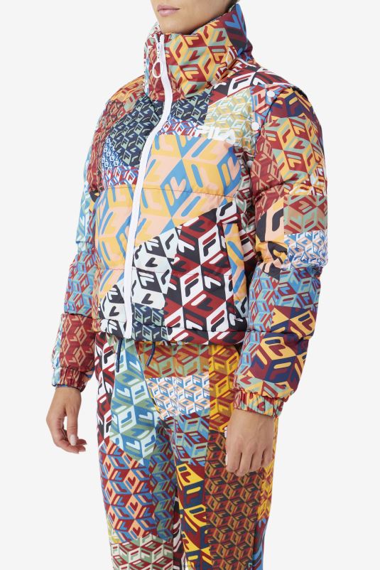 PPH0J1754 oceano/amarelo/branco FILA marina snapoff manga puffer fila ocean/amarelo/branco