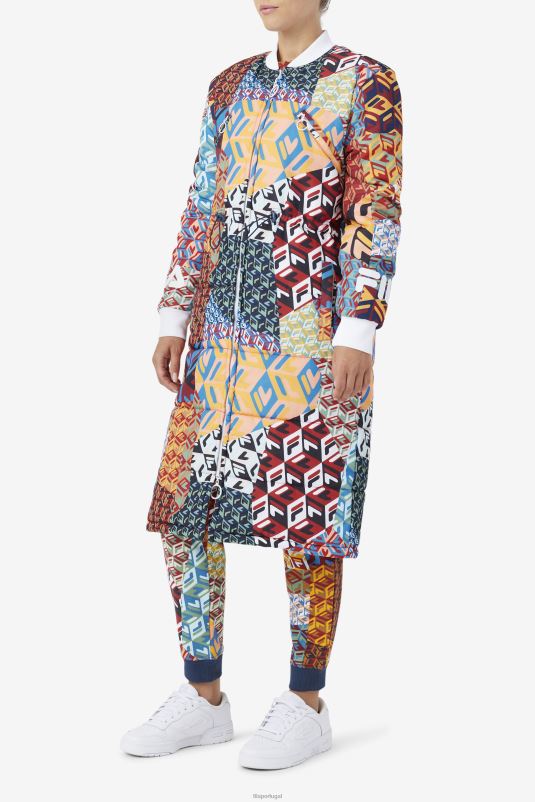 PPH0J1755 oceano/amarelo/branco FILA casaco com estampa allover fila joanna oceano/amarelo/branco