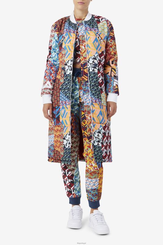 PPH0J1755 oceano/amarelo/branco FILA casaco com estampa allover fila joanna oceano/amarelo/branco