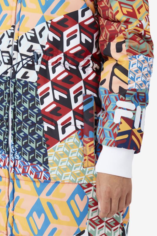 PPH0J1755 oceano/amarelo/branco FILA casaco com estampa allover fila joanna oceano/amarelo/branco