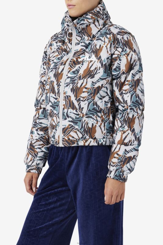 PPH0J1785 estampa de girafa FILA Jaqueta puffer filafa com estampa de girafa fila loretta com manga snap off