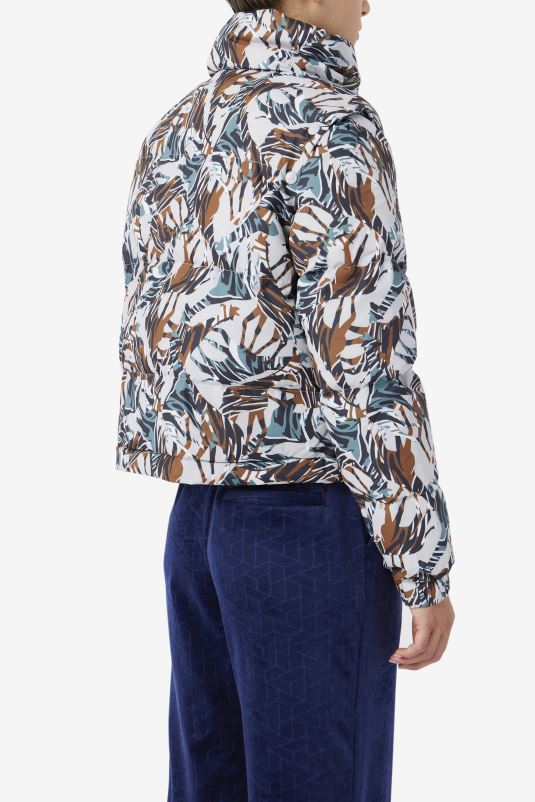 PPH0J1785 estampa de girafa FILA Jaqueta puffer filafa com estampa de girafa fila loretta com manga snap off