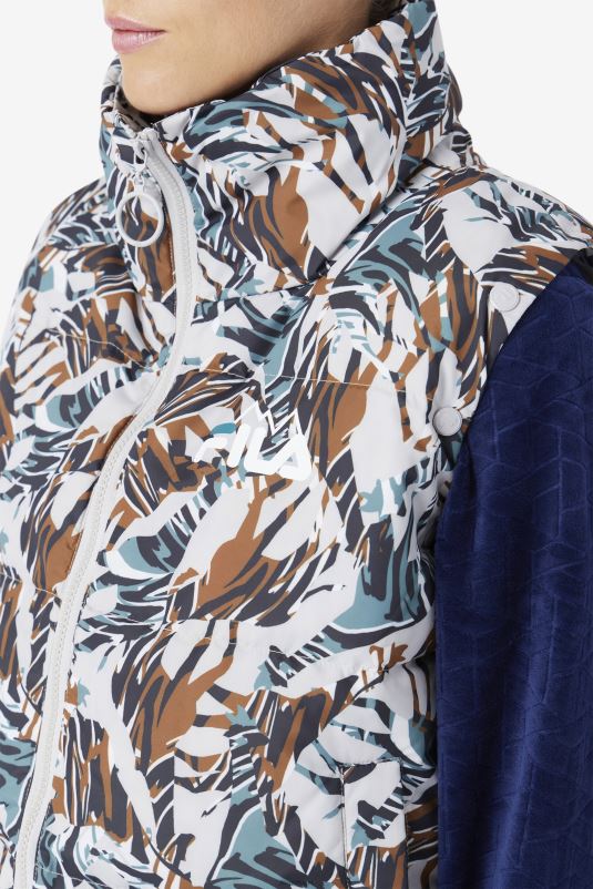 PPH0J1785 estampa de girafa FILA Jaqueta puffer filafa com estampa de girafa fila loretta com manga snap off