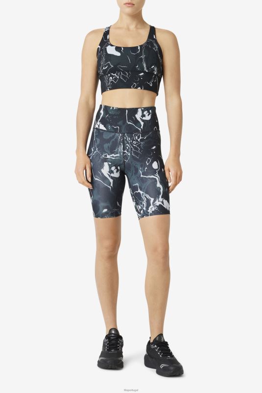 PPH0J1787 mármore preto FILA sutiã uplift cross back top preto mármore fila