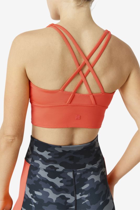 PPH0J1790 coral quente FILA uplift cross back sutiã top fila hot coral