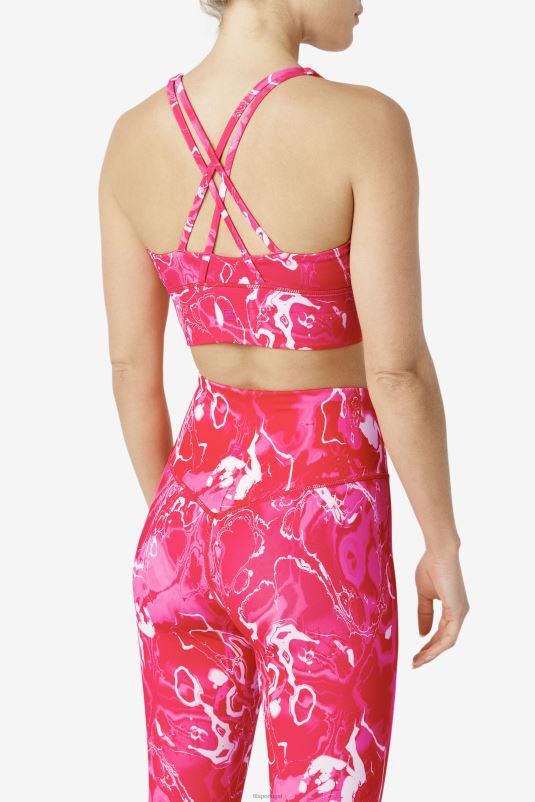 PPH0J1794 mármore rosa FILA sutiã uplift rosa mármore cross back top fila