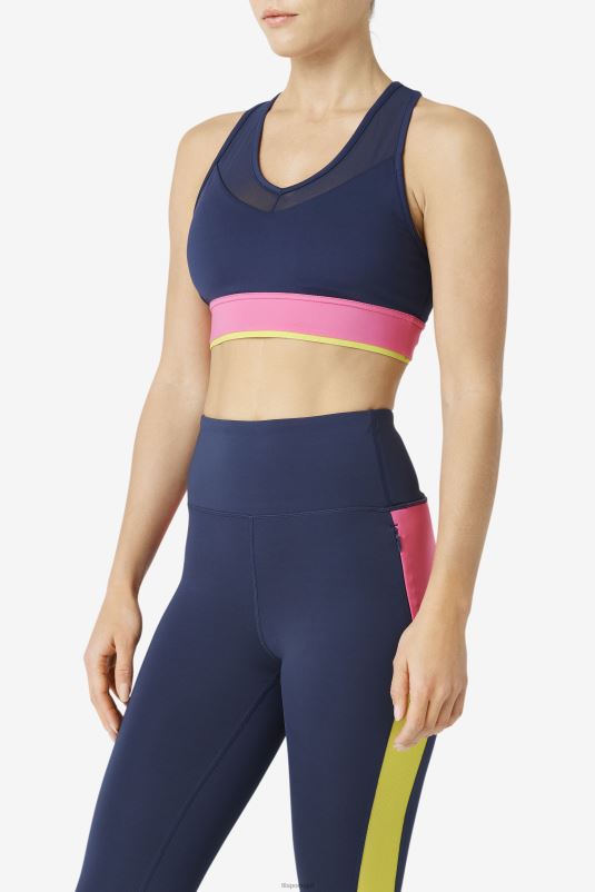 PPH0J1805 marinha/azaléia/enxofre FILA sutiã uplift racerback top azul marinho/azalea/enxofre fila
