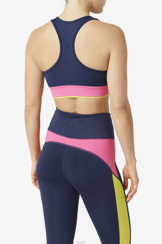 PPH0J1805 marinha/azaléia/enxofre FILA sutiã uplift racerback top azul marinho/azalea/enxofre fila