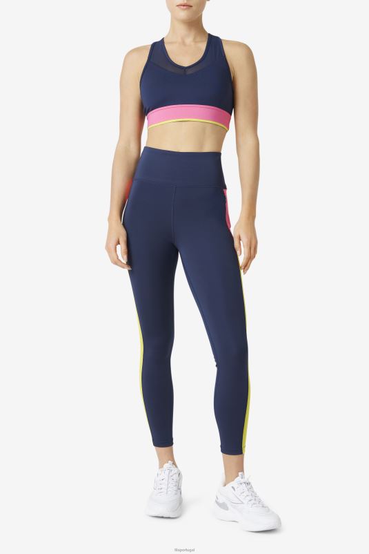 PPH0J1805 marinha/azaléia/enxofre FILA sutiã uplift racerback top azul marinho/azalea/enxofre fila