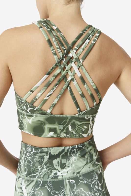 PPH0J1808 mármore de manjericão FILA sutiã esportivo uplift com gola alta fila basil mármore