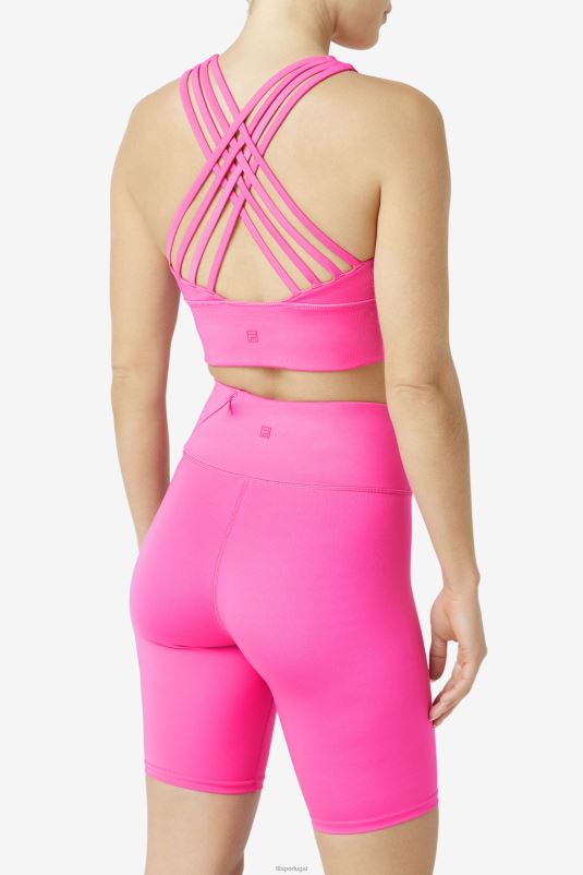 PPH0J1813 Rosa brilhante FILA sutiã esportivo fila uplift com gola alta rosa brilhante