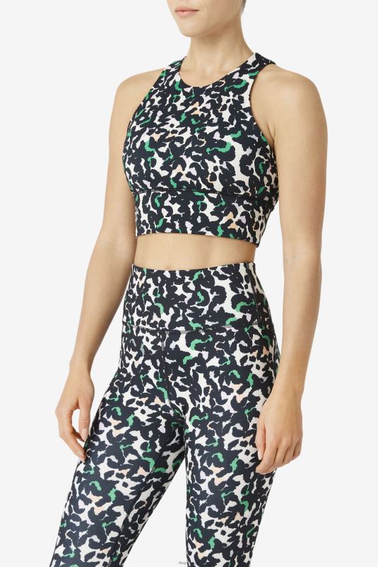 PPH0J1814 animal preto FILA sutiã esportivo uplift com gola alta fila preto animal