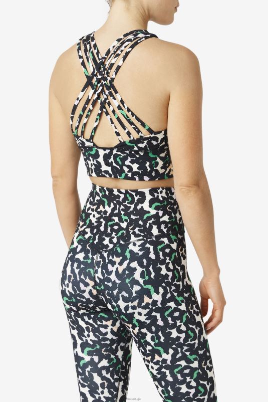 PPH0J1814 animal preto FILA sutiã esportivo uplift com gola alta fila preto animal