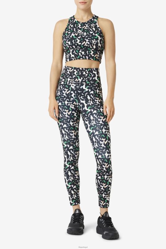 PPH0J1814 animal preto FILA sutiã esportivo uplift com gola alta fila preto animal