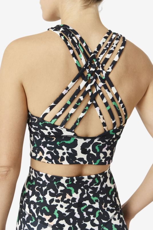 PPH0J1814 animal preto FILA sutiã esportivo uplift com gola alta fila preto animal