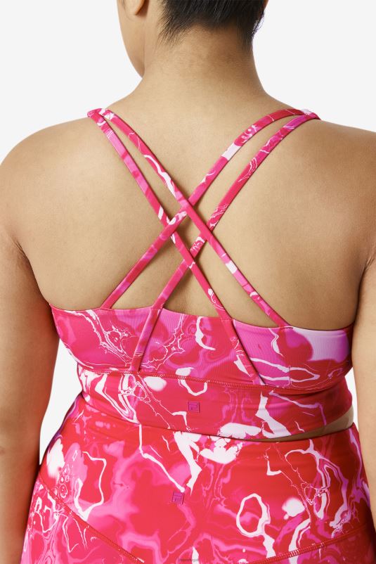 PPH0J1828 mármore rosa FILA top de sutiã fila pink mármore uplift cross back
