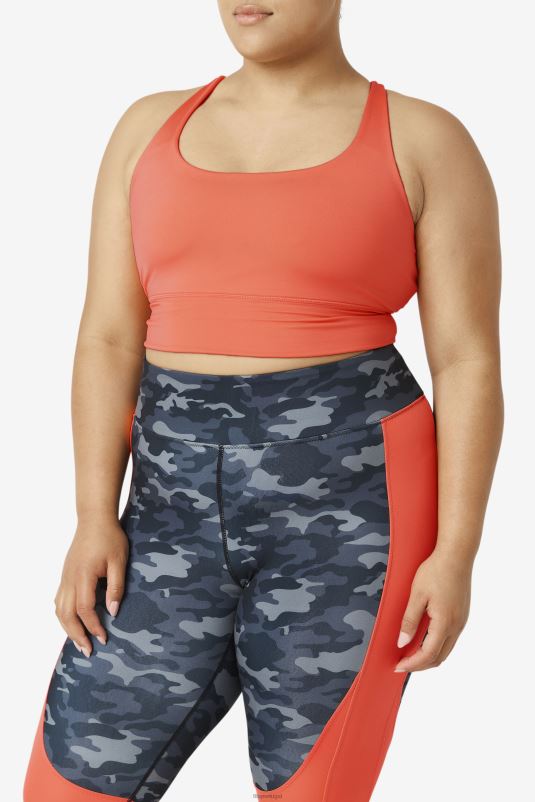 PPH0J1830 coral quente FILA hot coral uplift cross back sutiã top fila