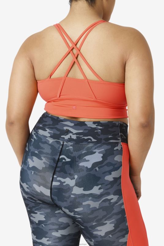 PPH0J1830 coral quente FILA hot coral uplift cross back sutiã top fila