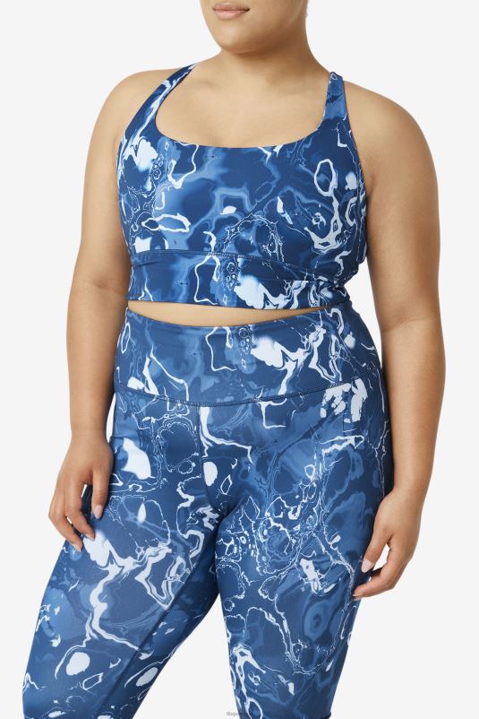 PPH0J1831 mármore marinho FILA fila uplift cross back bra top azul marinho