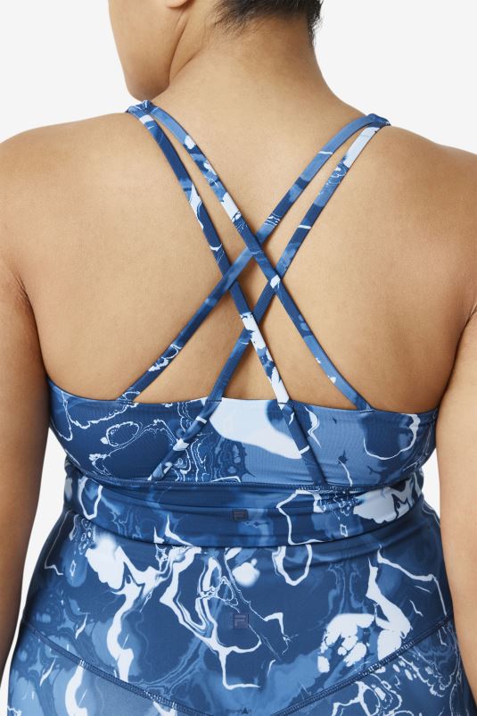 PPH0J1831 mármore marinho FILA fila uplift cross back bra top azul marinho